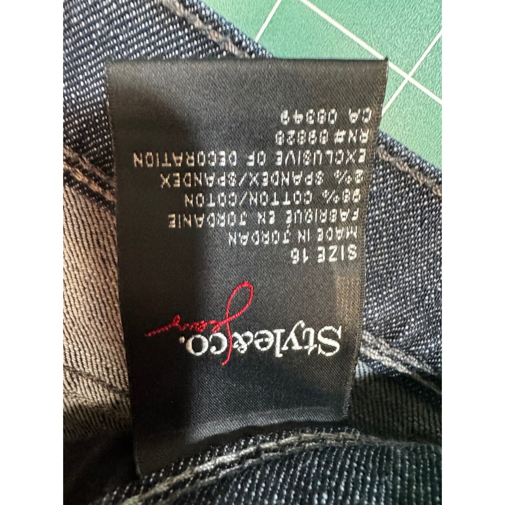 Style & Co Tummy Control Jeans Womens 16 Dark Wash Straight Leg Denim Stretch - Picture 3 of 3
